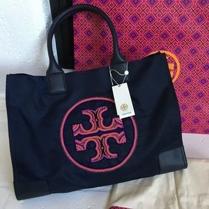 Tory Burch Ella Beaded- Logo Tote.